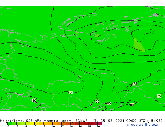 Height/Temp. 925 hPa ECMWF Tu 28.05.2024 00 UTC