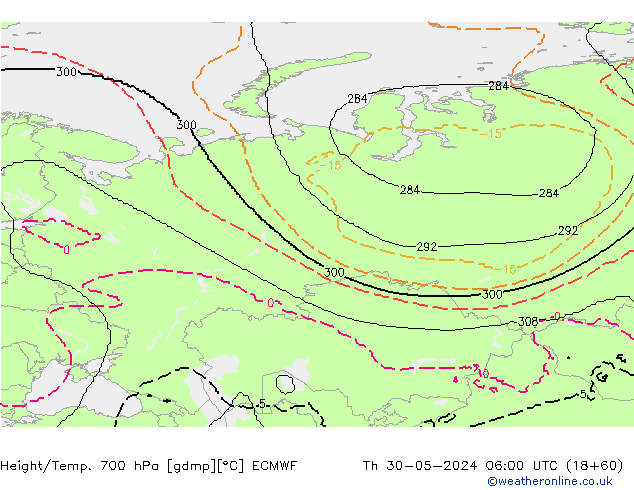 Géop./Temp. 700 hPa ECMWF jeu 30.05.2024 06 UTC