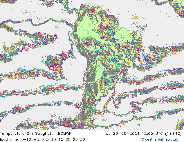 Sıcaklık Haritası 2m Spaghetti ECMWF Çar 29.05.2024 12 UTC