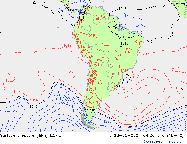 Surface pressure ECMWF Tu 28.05.2024 06 UTC