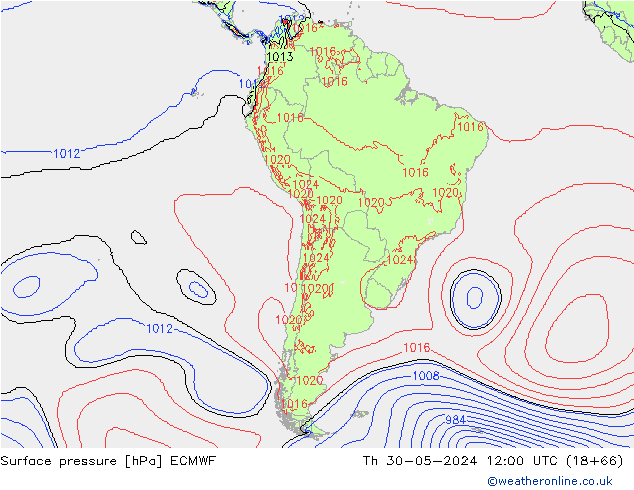 ciśnienie ECMWF czw. 30.05.2024 12 UTC