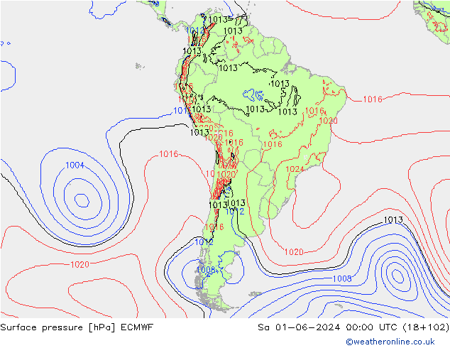 ciśnienie ECMWF so. 01.06.2024 00 UTC