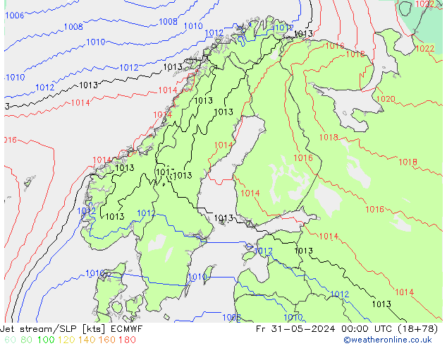 Corrente a getto ECMWF ven 31.05.2024 00 UTC