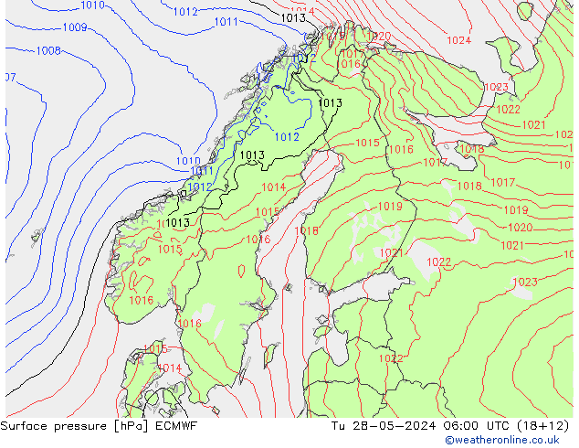 Yer basıncı ECMWF Sa 28.05.2024 06 UTC