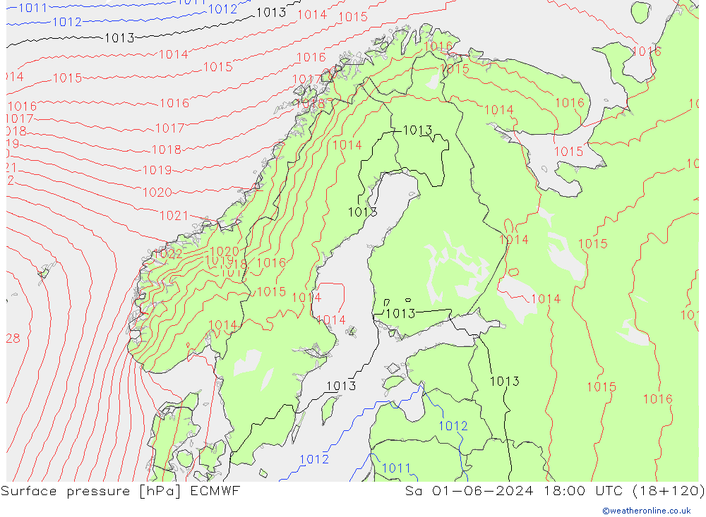 Luchtdruk (Grond) ECMWF za 01.06.2024 18 UTC