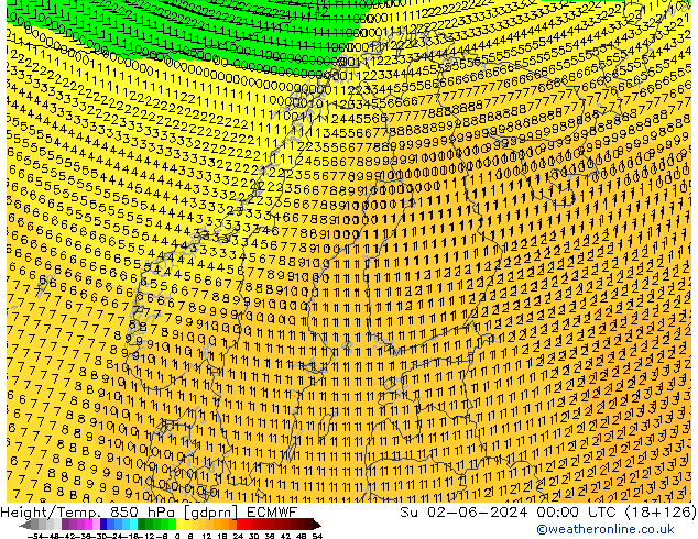 Yükseklik/Sıc. 850 hPa ECMWF Paz 02.06.2024 00 UTC