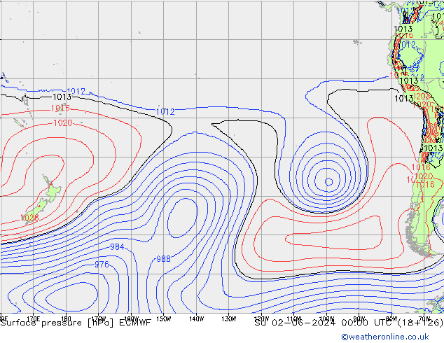 приземное давление ECMWF Вс 02.06.2024 00 UTC