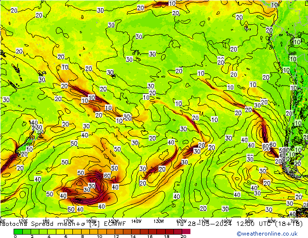 Isotachs Spread ECMWF  28.05.2024 12 UTC