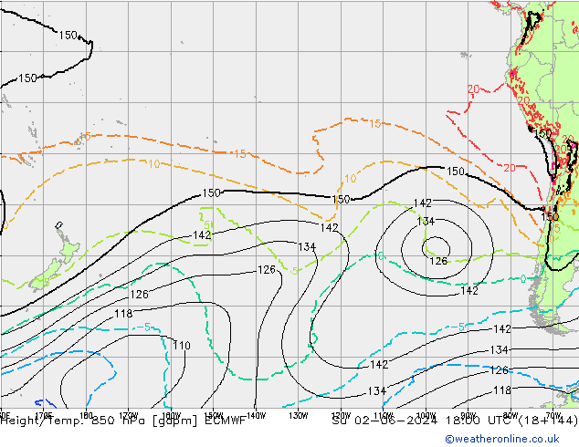 Height/Temp. 850 hPa ECMWF Dom 02.06.2024 18 UTC