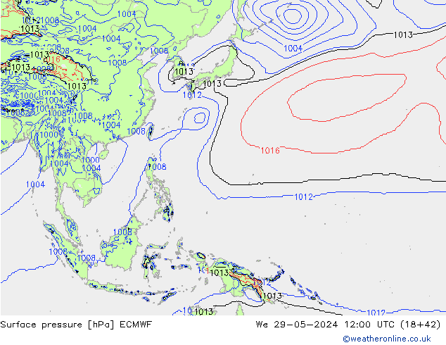 Surface pressure ECMWF We 29.05.2024 12 UTC