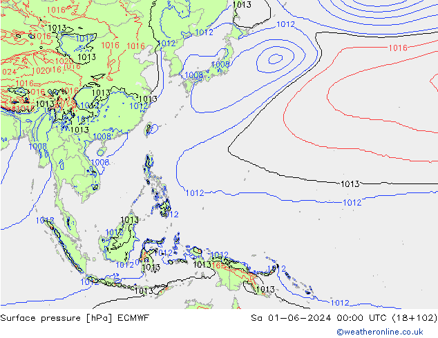 Luchtdruk (Grond) ECMWF za 01.06.2024 00 UTC