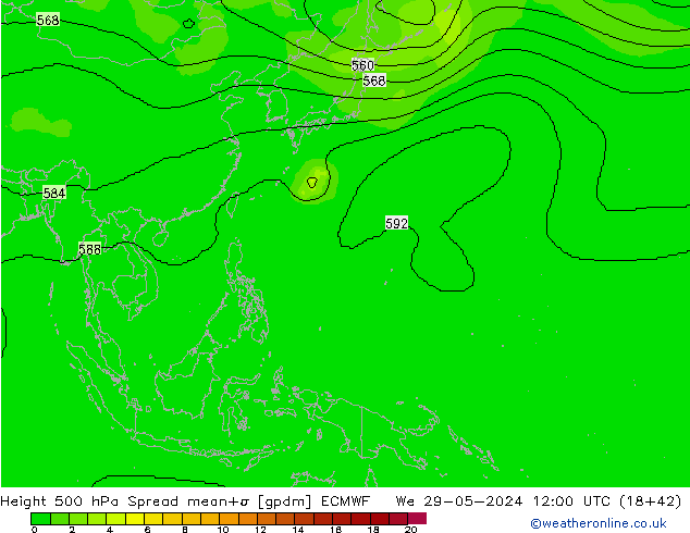 Height 500 hPa Spread ECMWF We 29.05.2024 12 UTC