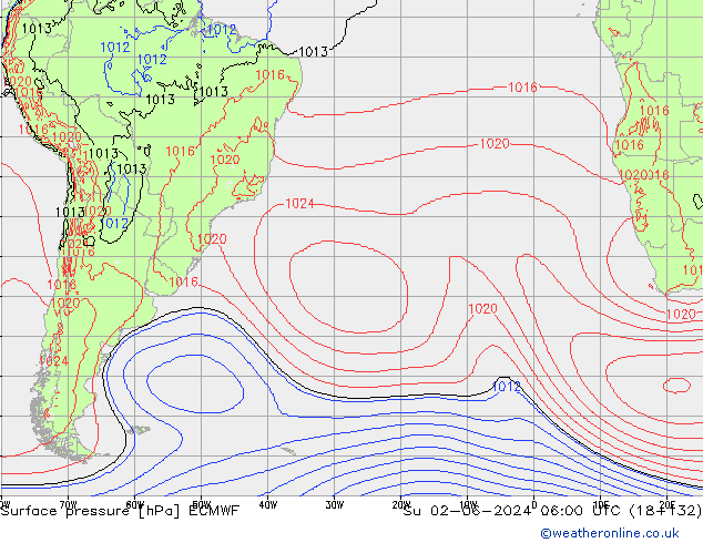 Surface pressure ECMWF Su 02.06.2024 06 UTC