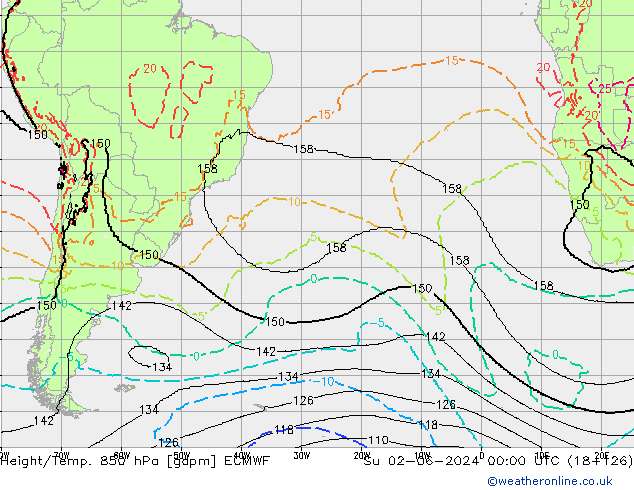 Géop./Temp. 850 hPa ECMWF dim 02.06.2024 00 UTC