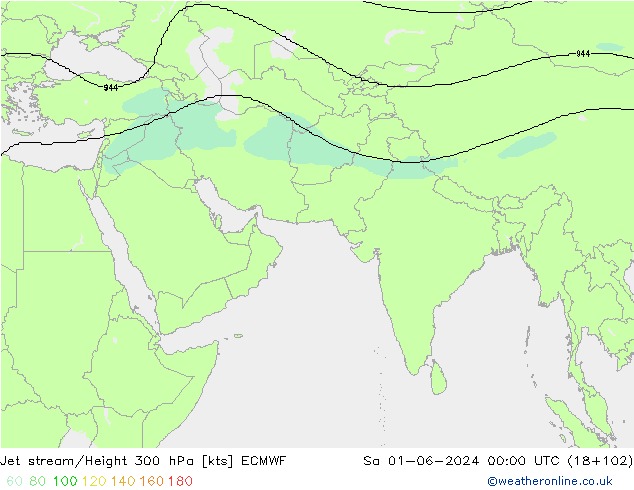 Jet stream/Height 300 hPa ECMWF So 01.06.2024 00 UTC