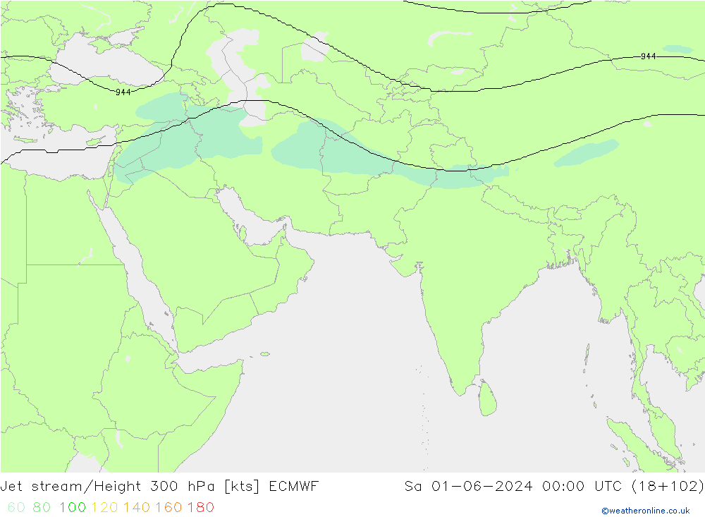 Corriente en chorro ECMWF sáb 01.06.2024 00 UTC