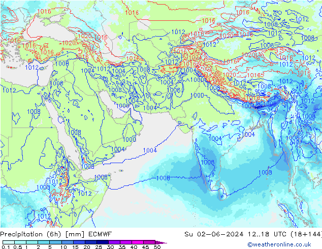 Nied. akkumuliert (6Std) ECMWF So 02.06.2024 18 UTC