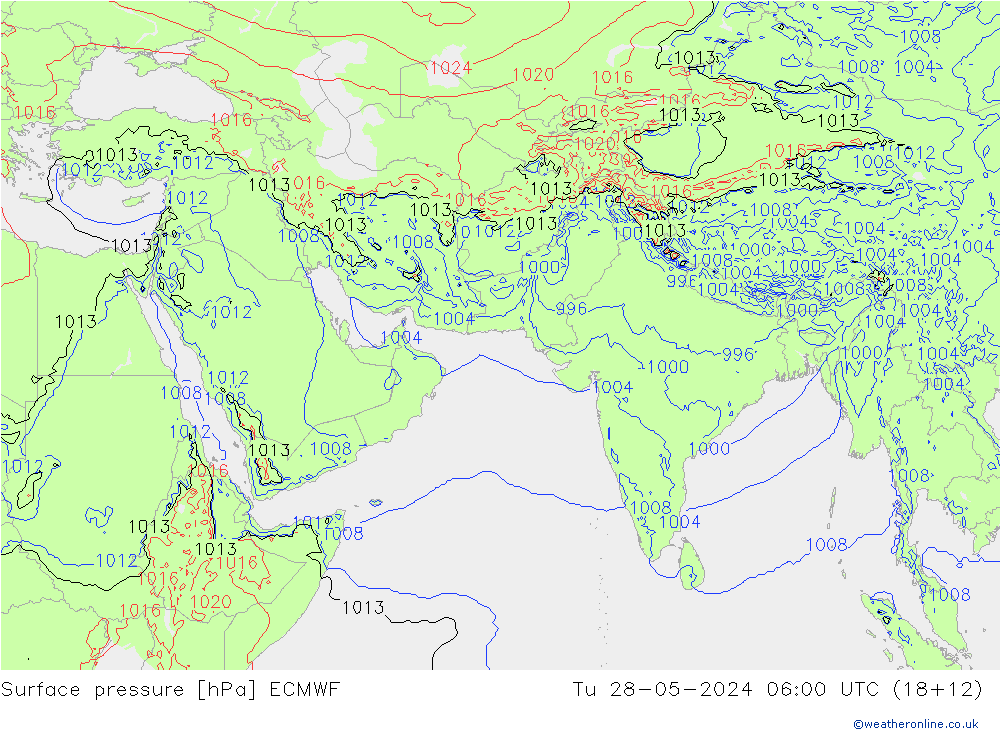 Surface pressure ECMWF Tu 28.05.2024 06 UTC