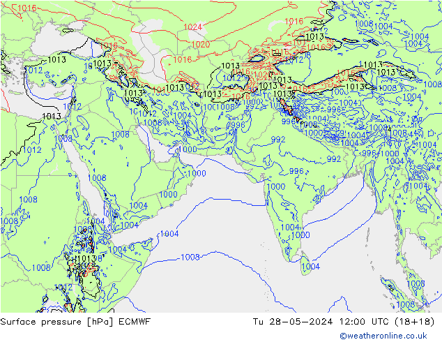 Bodendruck ECMWF Di 28.05.2024 12 UTC