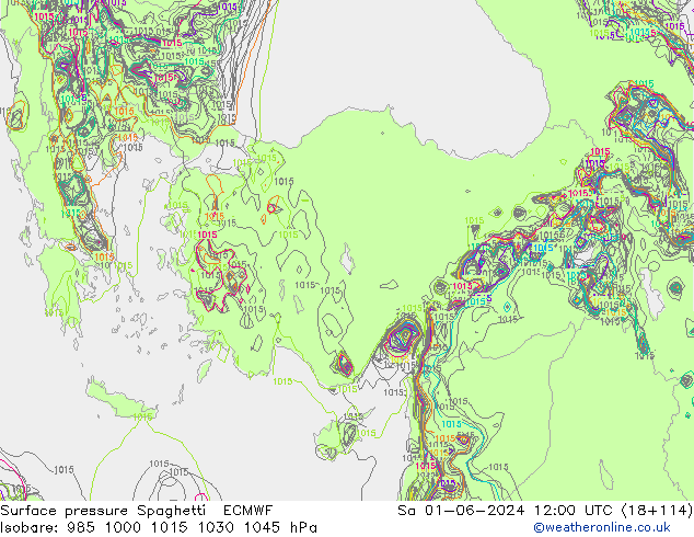Atmosférický tlak Spaghetti ECMWF So 01.06.2024 12 UTC