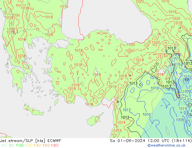 Jet stream/SLP ECMWF Sa 01.06.2024 12 UTC