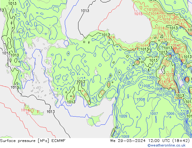 Surface pressure ECMWF We 29.05.2024 12 UTC