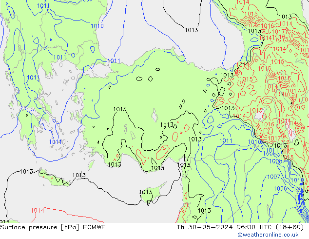 pression de l'air ECMWF jeu 30.05.2024 06 UTC