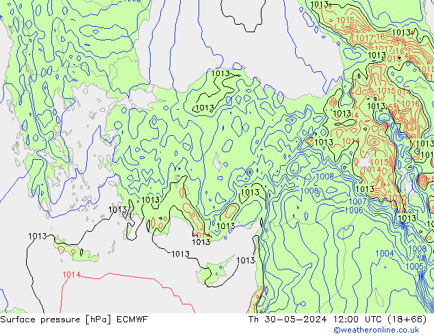 Pressione al suolo ECMWF gio 30.05.2024 12 UTC