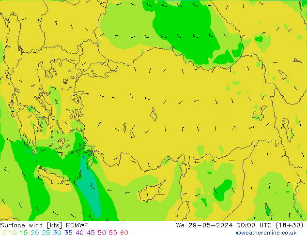 Rüzgar 10 m ECMWF Çar 29.05.2024 00 UTC