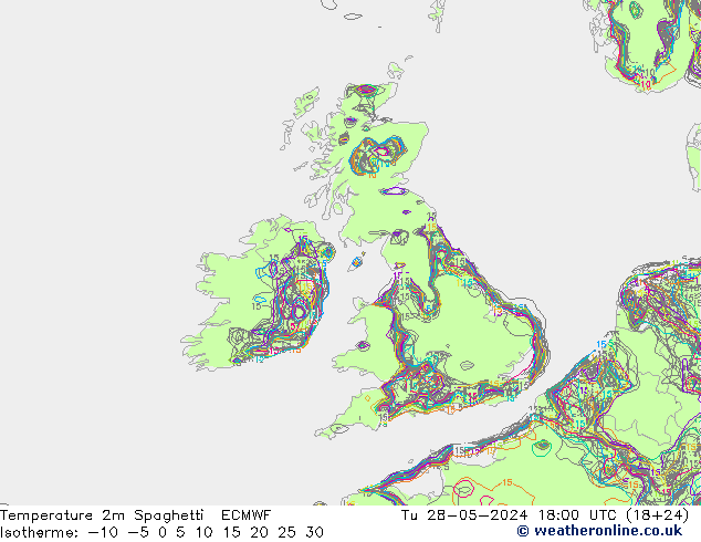 Temperaturkarte Spaghetti ECMWF Di 28.05.2024 18 UTC