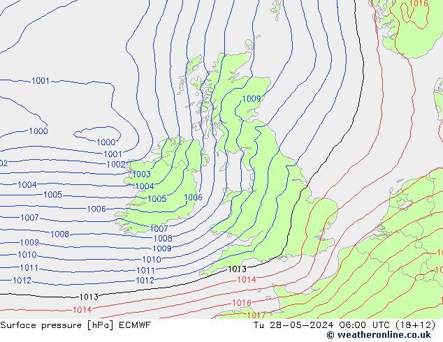 Yer basıncı ECMWF Sa 28.05.2024 06 UTC