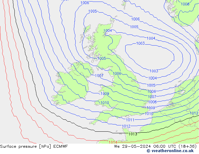 ciśnienie ECMWF śro. 29.05.2024 06 UTC