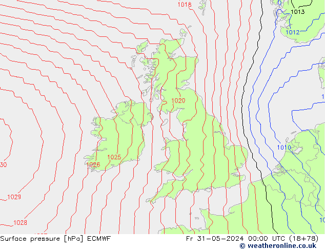 Atmosférický tlak ECMWF Pá 31.05.2024 00 UTC