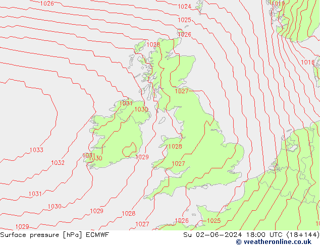 приземное давление ECMWF Вс 02.06.2024 18 UTC