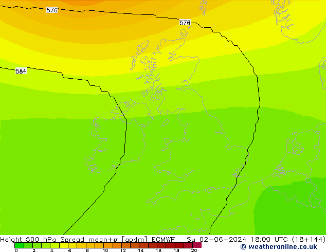 Height 500 hPa Spread ECMWF Su 02.06.2024 18 UTC