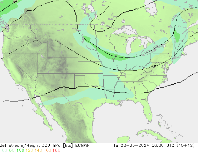 Straalstroom ECMWF di 28.05.2024 06 UTC