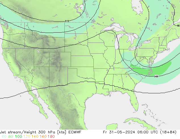 Corriente en chorro ECMWF vie 31.05.2024 06 UTC