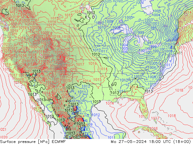 Pressione al suolo ECMWF lun 27.05.2024 18 UTC