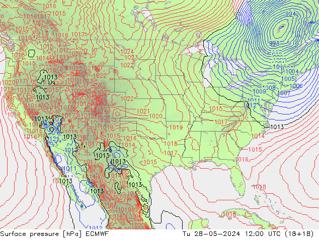 Luchtdruk (Grond) ECMWF di 28.05.2024 12 UTC