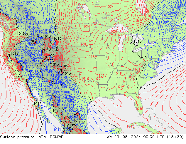 Surface pressure ECMWF We 29.05.2024 00 UTC