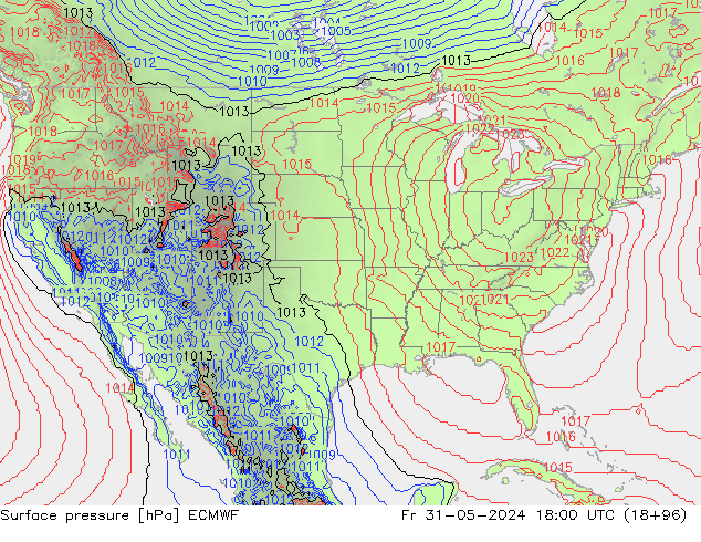 Luchtdruk (Grond) ECMWF vr 31.05.2024 18 UTC