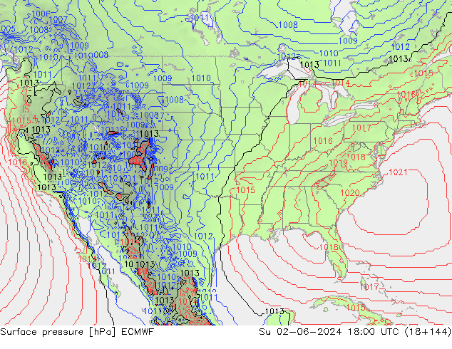 Luchtdruk (Grond) ECMWF zo 02.06.2024 18 UTC