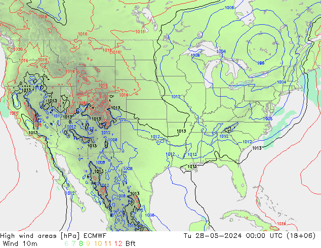 High wind areas ECMWF Tu 28.05.2024 00 UTC