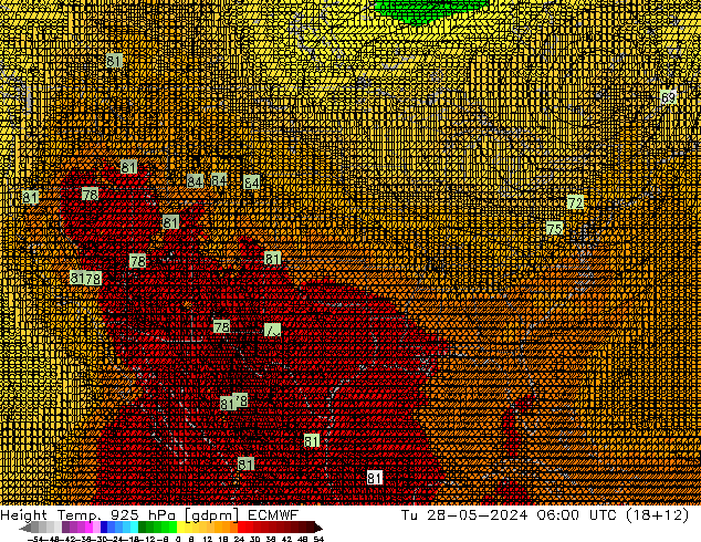 Height/Temp. 925 hPa ECMWF Tu 28.05.2024 06 UTC