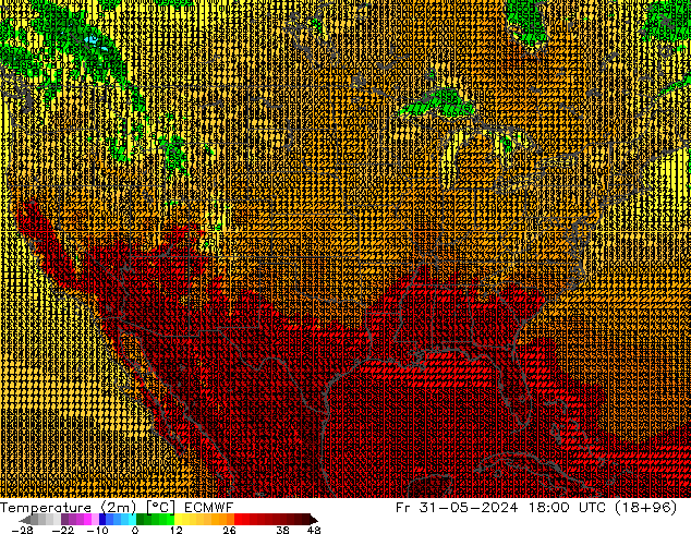 Sıcaklık Haritası (2m) ECMWF Cu 31.05.2024 18 UTC