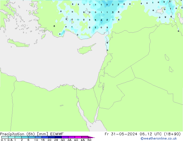 Precipitation (6h) ECMWF Fr 31.05.2024 12 UTC