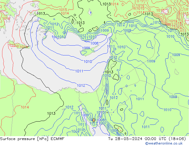 Surface pressure ECMWF Tu 28.05.2024 00 UTC