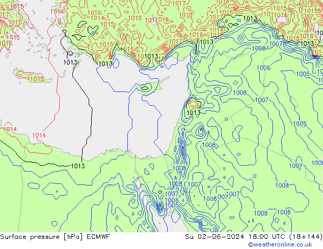 Surface pressure ECMWF Su 02.06.2024 18 UTC