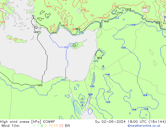 High wind areas ECMWF Su 02.06.2024 18 UTC