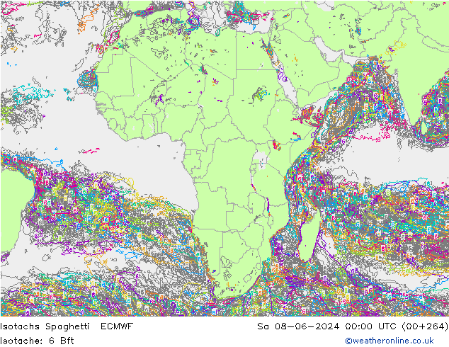 Isotachs Spaghetti ECMWF Sa 08.06.2024 00 UTC